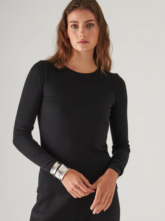 LONG SLEEVE COTTON MODAL RIB CREW T-SHIRT