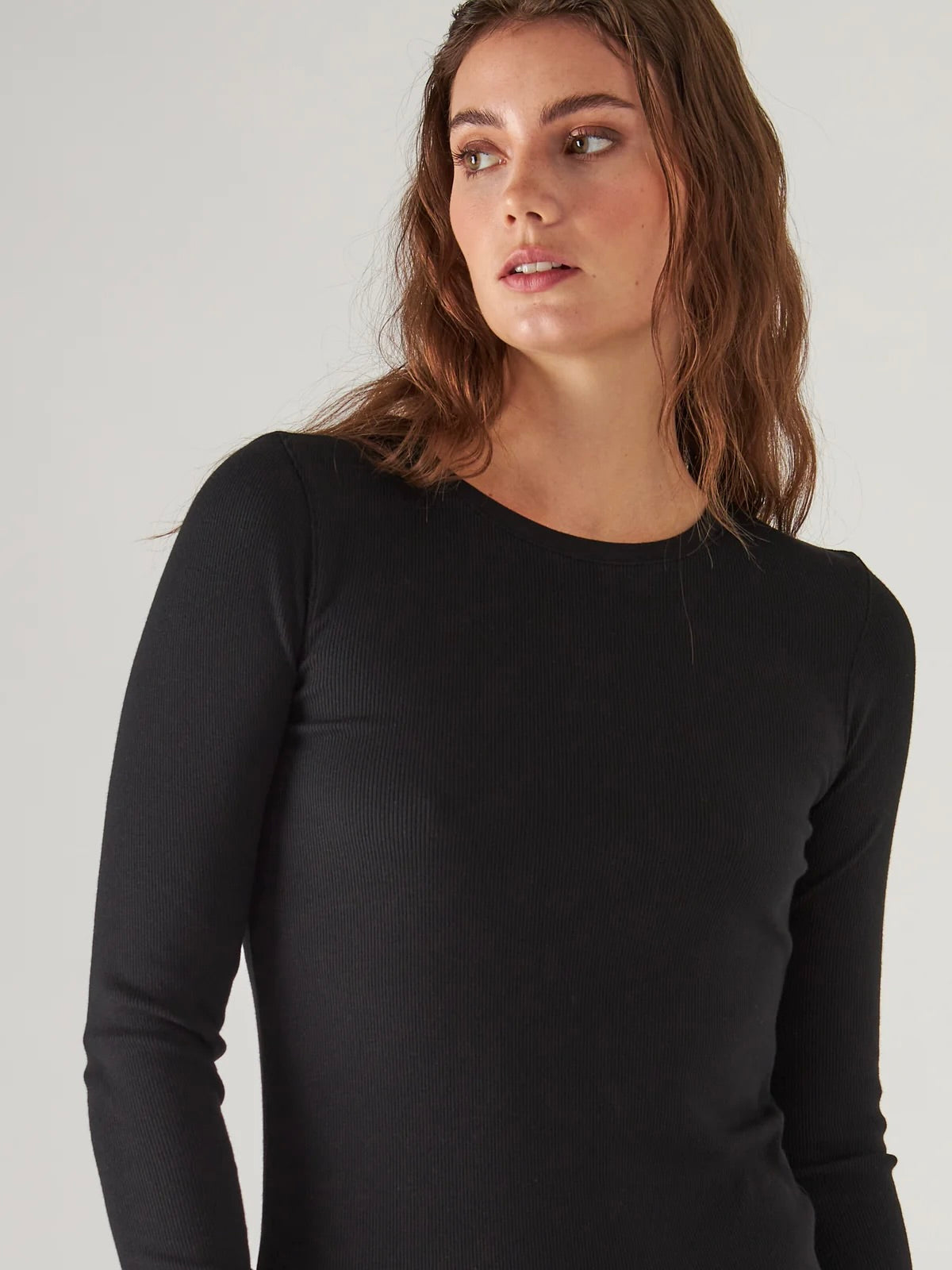 LONG SLEEVE COTTON MODAL RIB CREW T-SHIRT