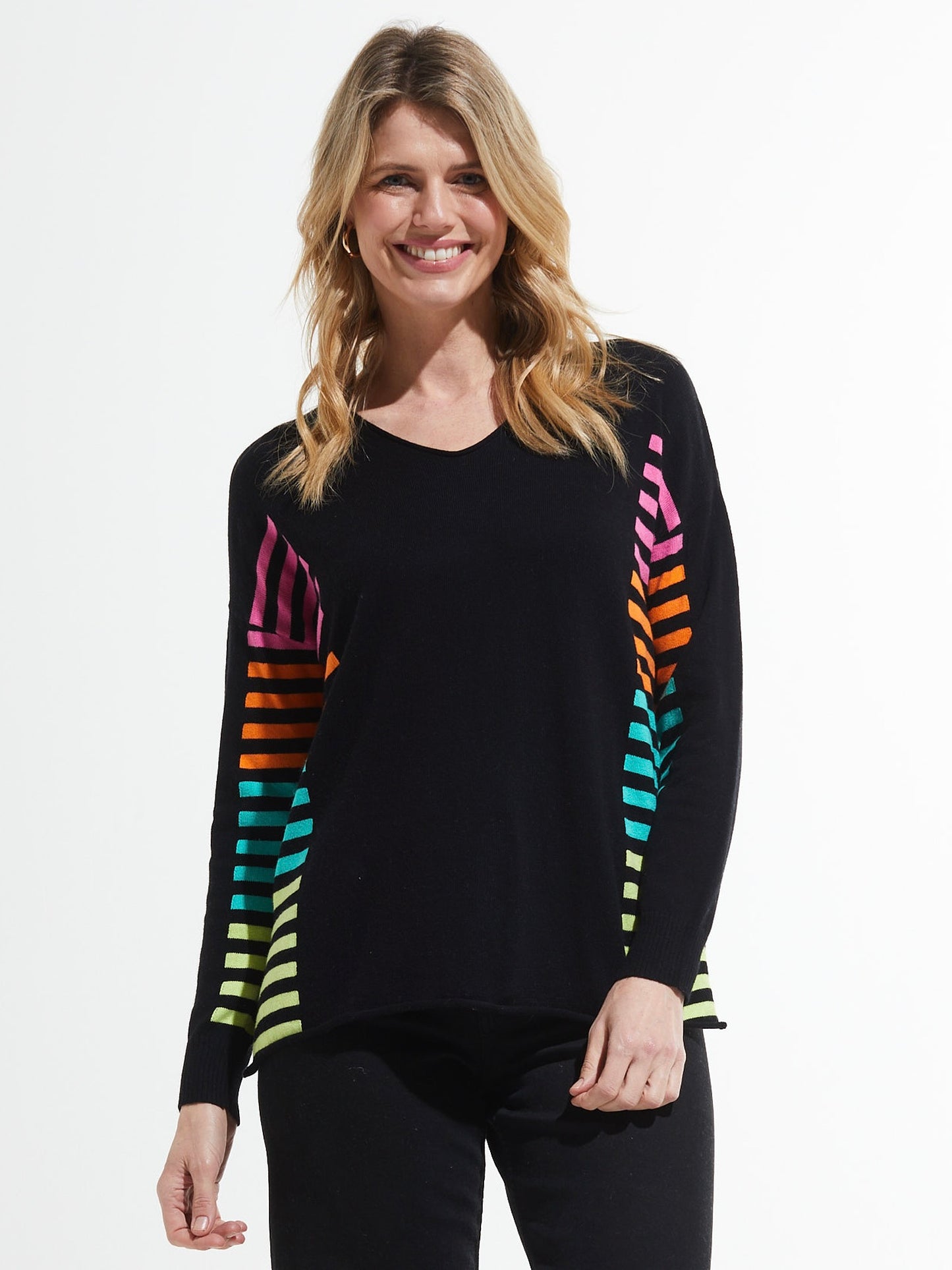 MULTI STRIPE PULLOVER SWEATER