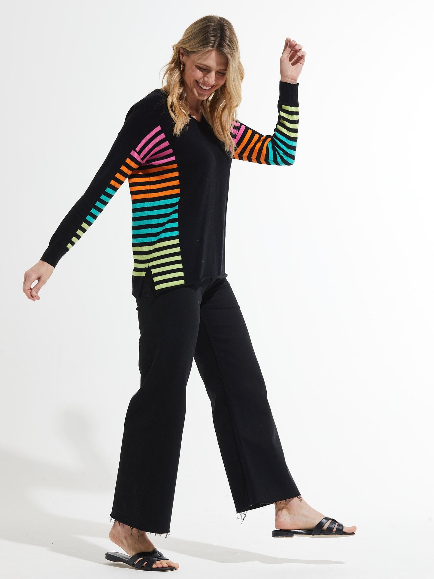 MULTI STRIPE PULLOVER SWEATER