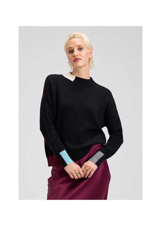 COLOUR BLOCK TRIM SWEATER