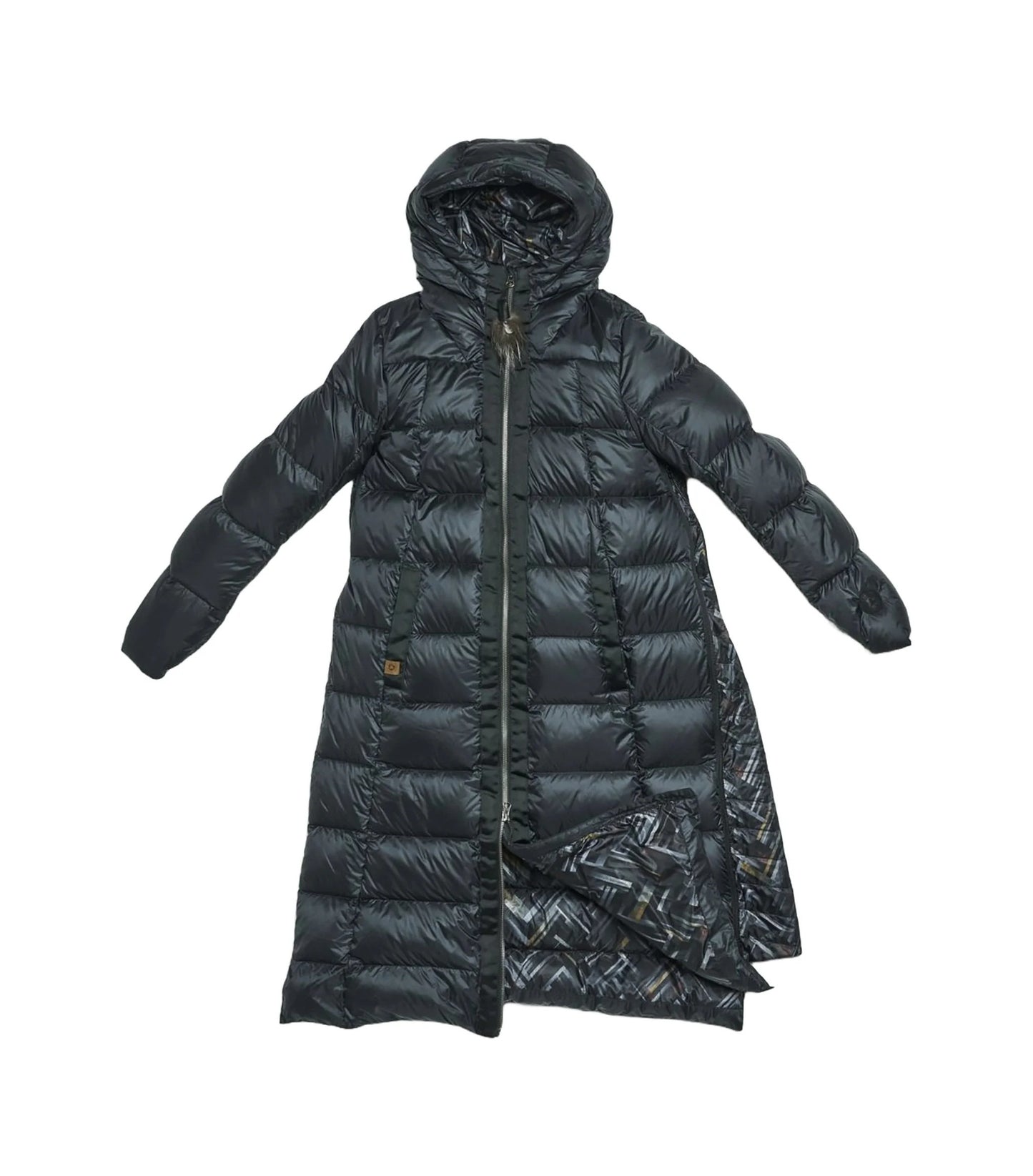 HOODED LONG A-LINE DOWN COAT-B