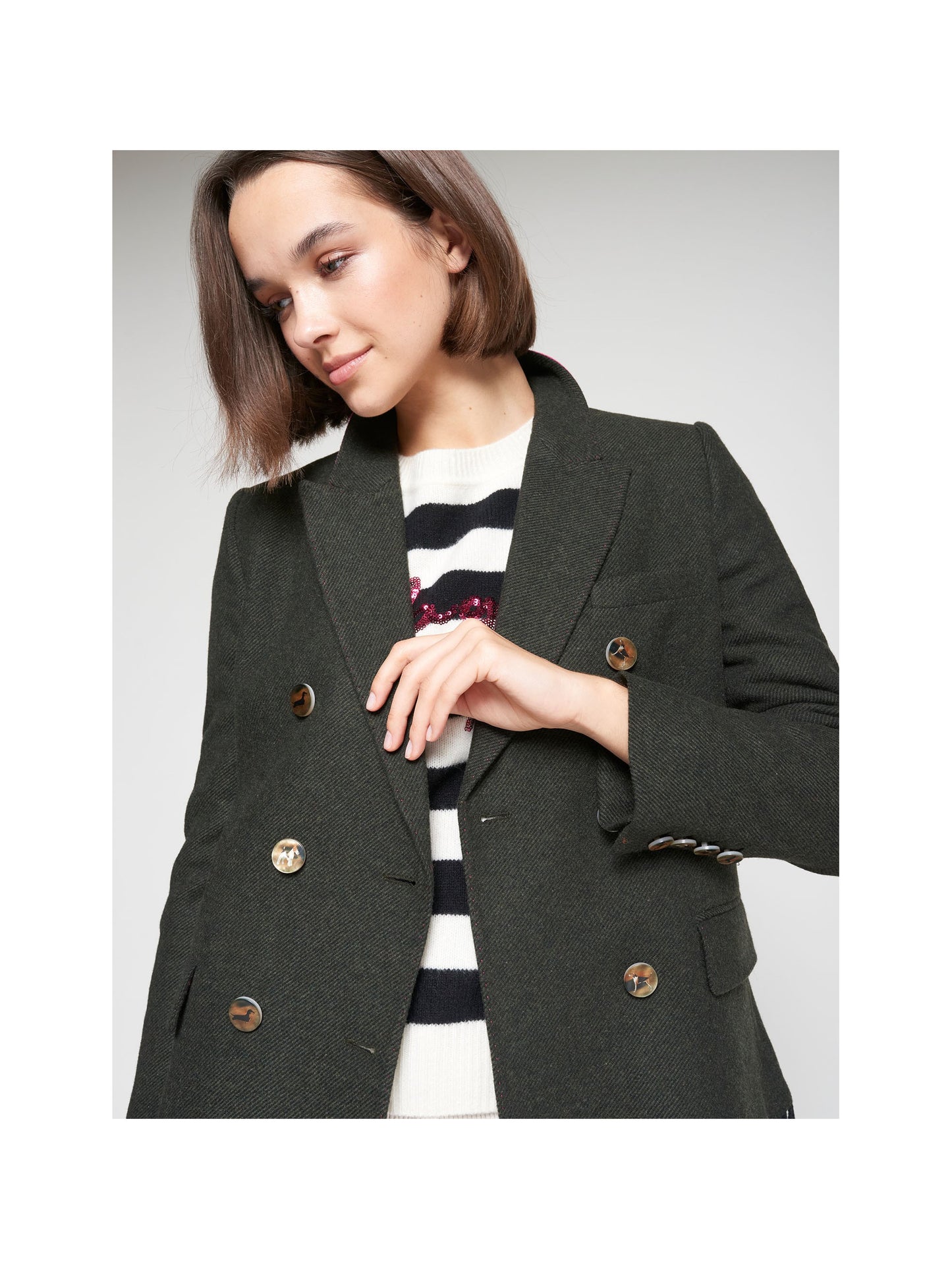 FRINGE DOUBLE BREASTED BLAZER
