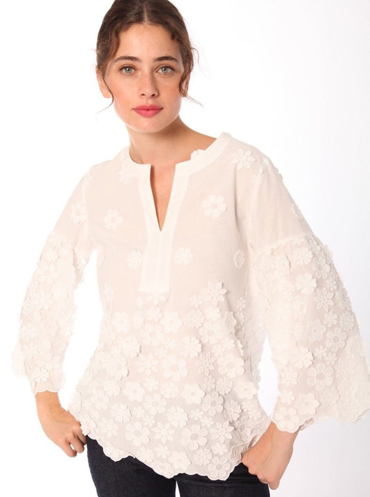 LETICIA FLOWERS EMBROIDERY BLOUSE VILAGALLO