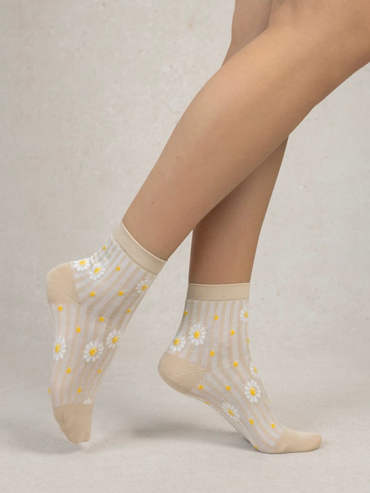 COTTON DAISIES STRIPE ANKLE SOCK