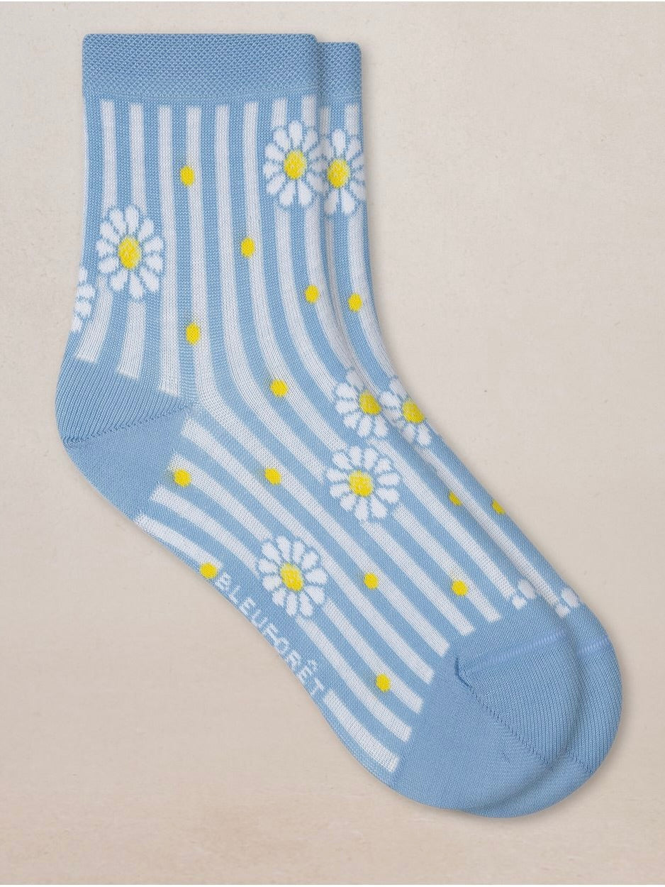 COTTON DAISIES STRIPE ANKLE SOCK