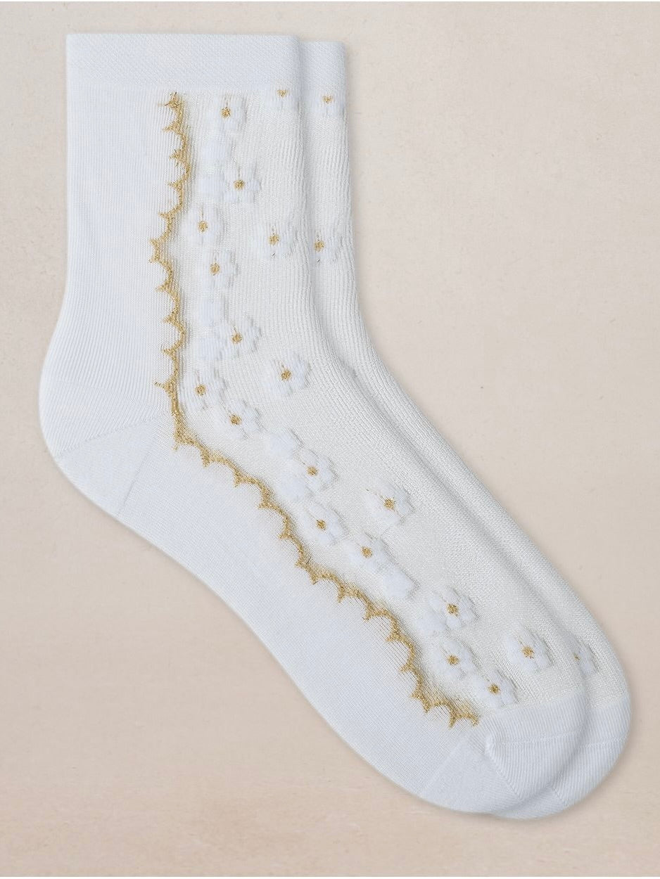 SHEER FLOWER ANKLE SOCKS