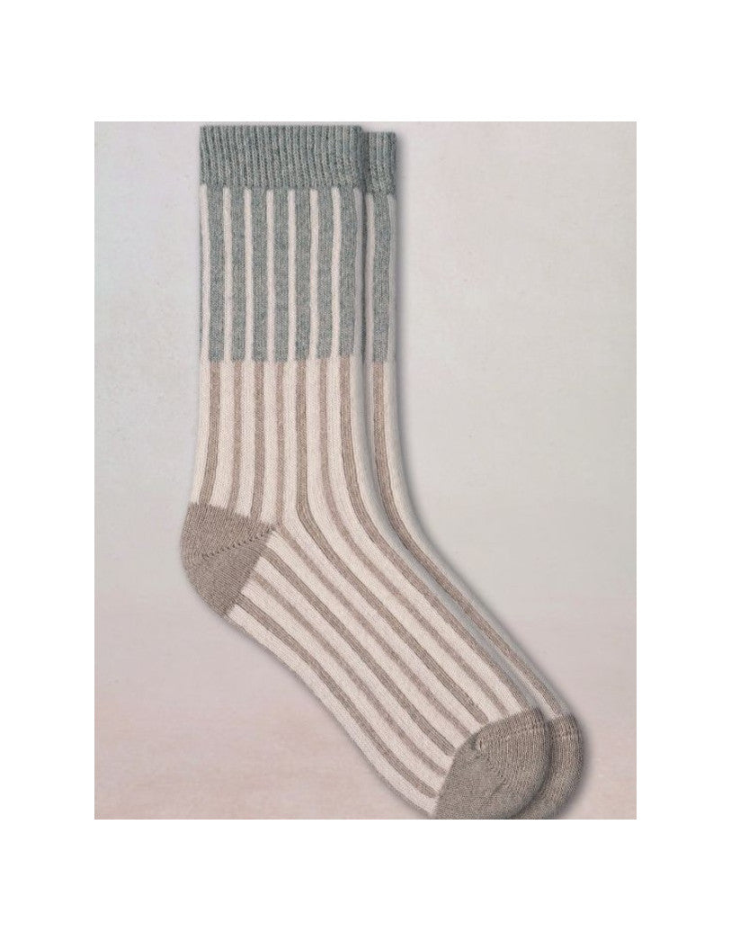VERTICAL STRIPE CASHMERE SOCK