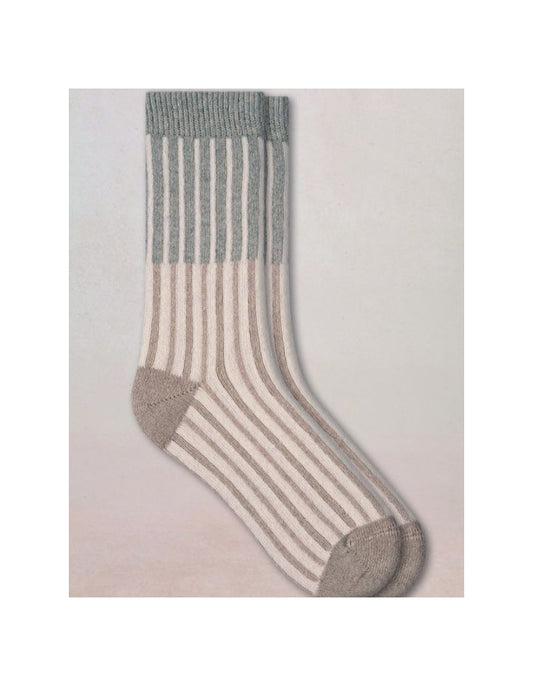 VERTICAL STRIPE CASHMERE SOCK