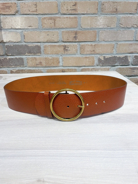 Textured Leather Wide Ring Belt LANDES
