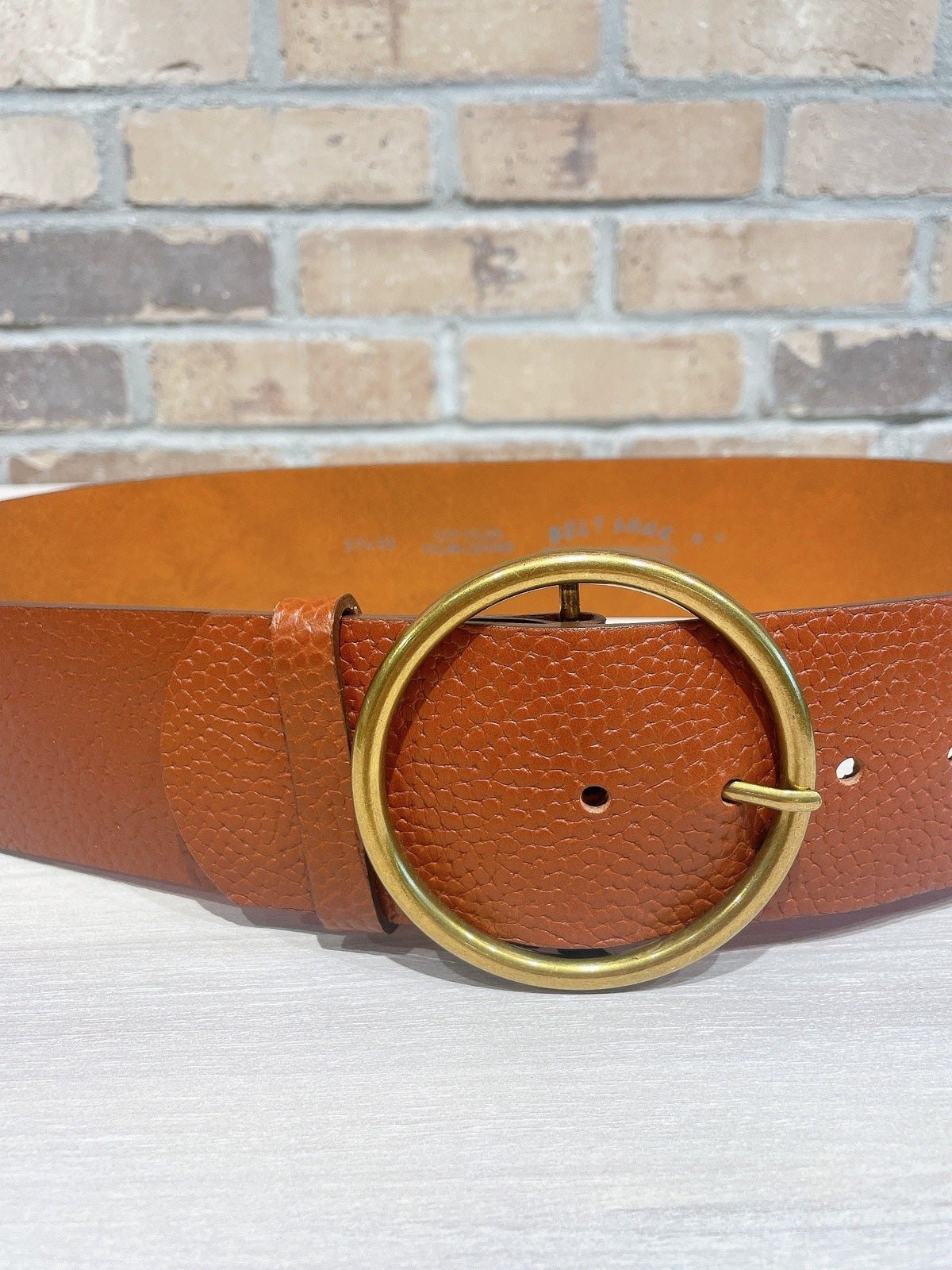 Textured Leather Wide Ring Belt