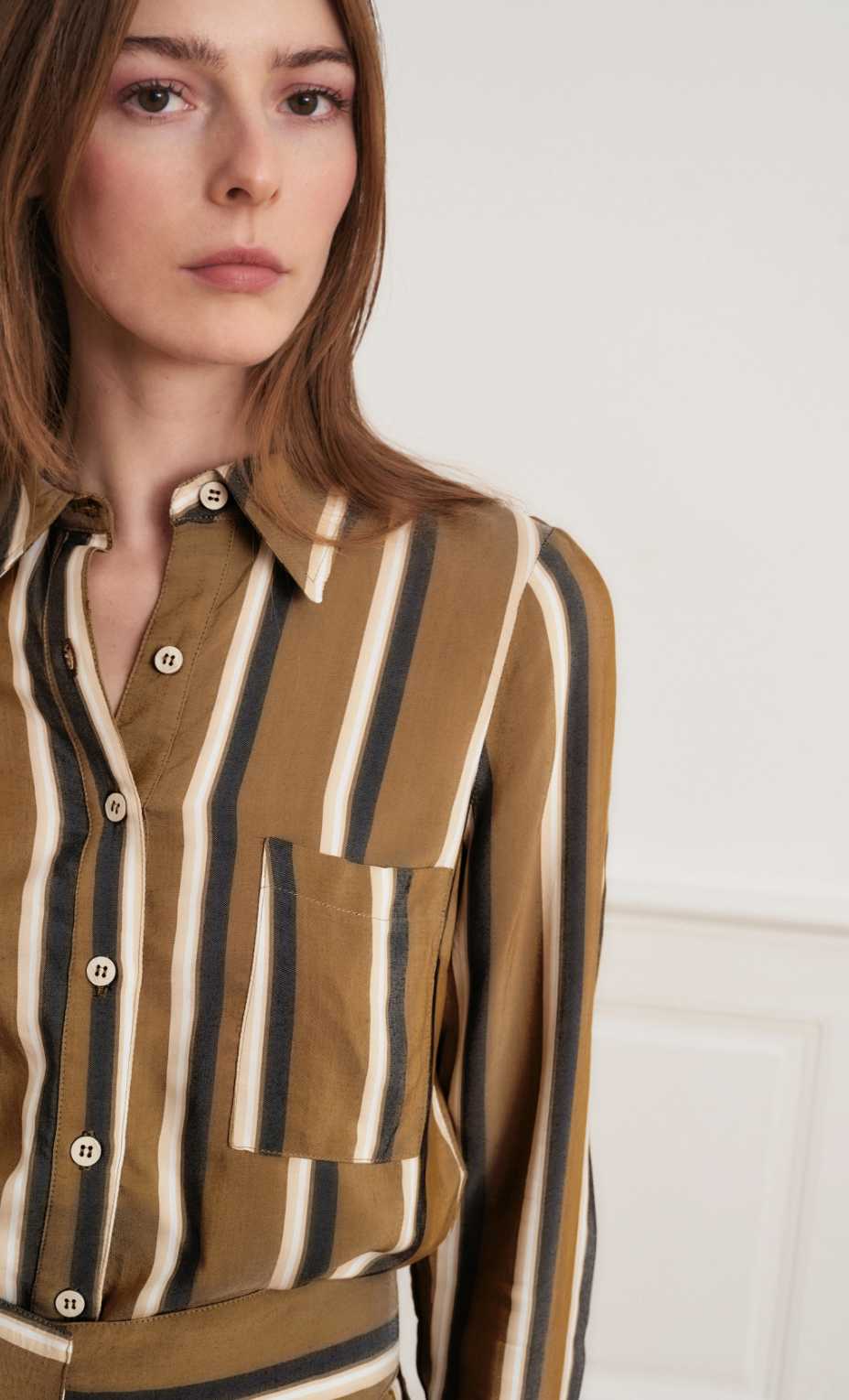 CLAUDINE STRIPED BUTTON FRONT SHIRT