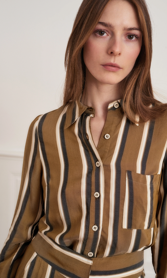 CLAUDINE STRIPED BUTTON FRONT SHIRT