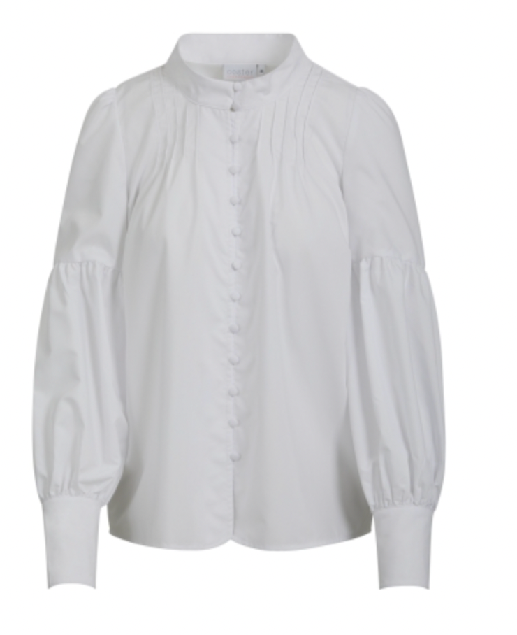 Covered Button Pintuck Blouse